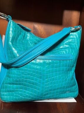 Brighton Blue Embossed Leather Bag